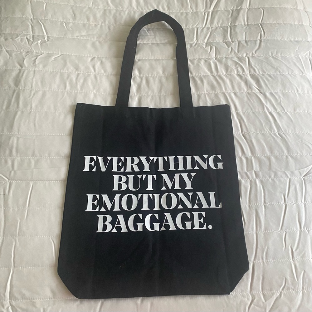 IL MAKIAGE Black Cotton Tote Bag Everything but My Emotional Baggage